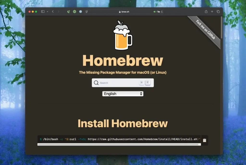 image of homebrew home page
